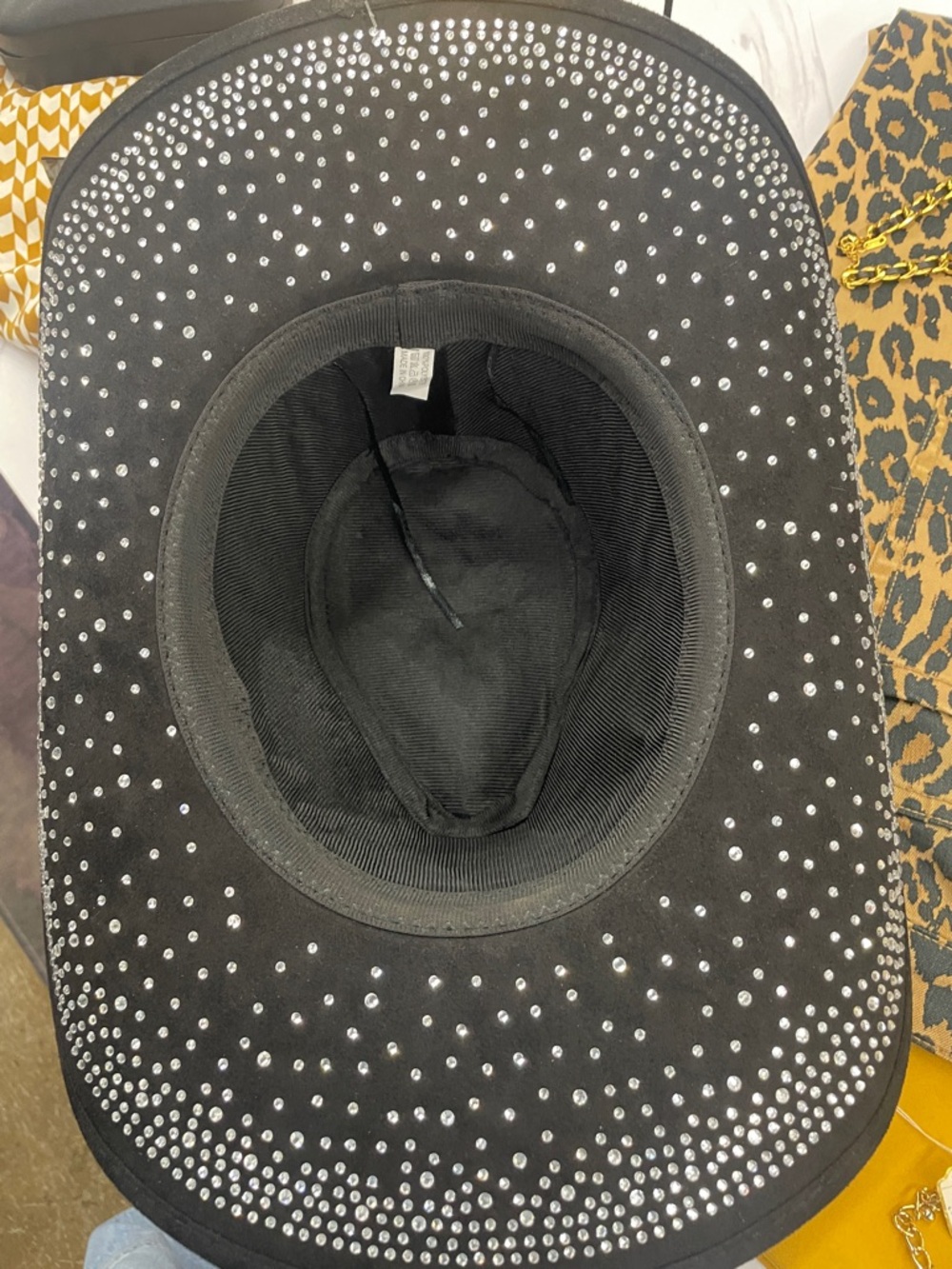 Black Rhinestone Cowboy Hat - Women's Studded Wide Brim - Picture 2 of 3
